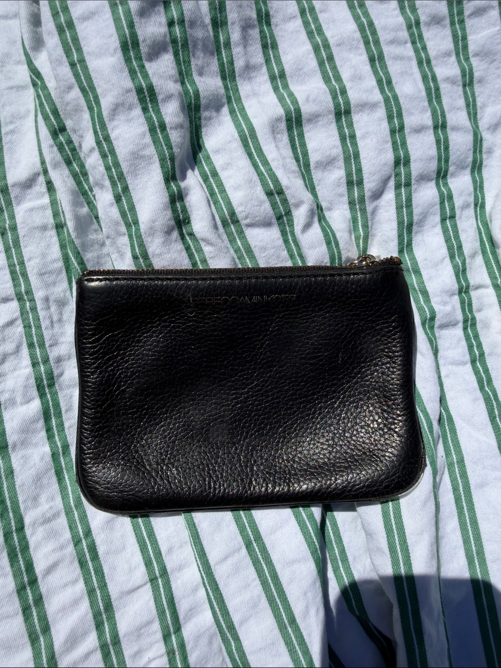 Rebecca Minkoff Black Pebbled Leather Zip Card Pouch